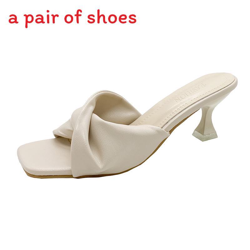 Summer Slipon High Heels With Pu Upper For Casual Womens Footwear