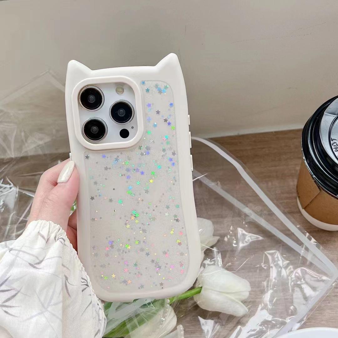 

Подходит для чехла для мобильного телефона iPhone 16, приклеенные трехмерные кошачьи ушки 14 Apple 15 Promax Мода 13 Мода iPhone11Promax