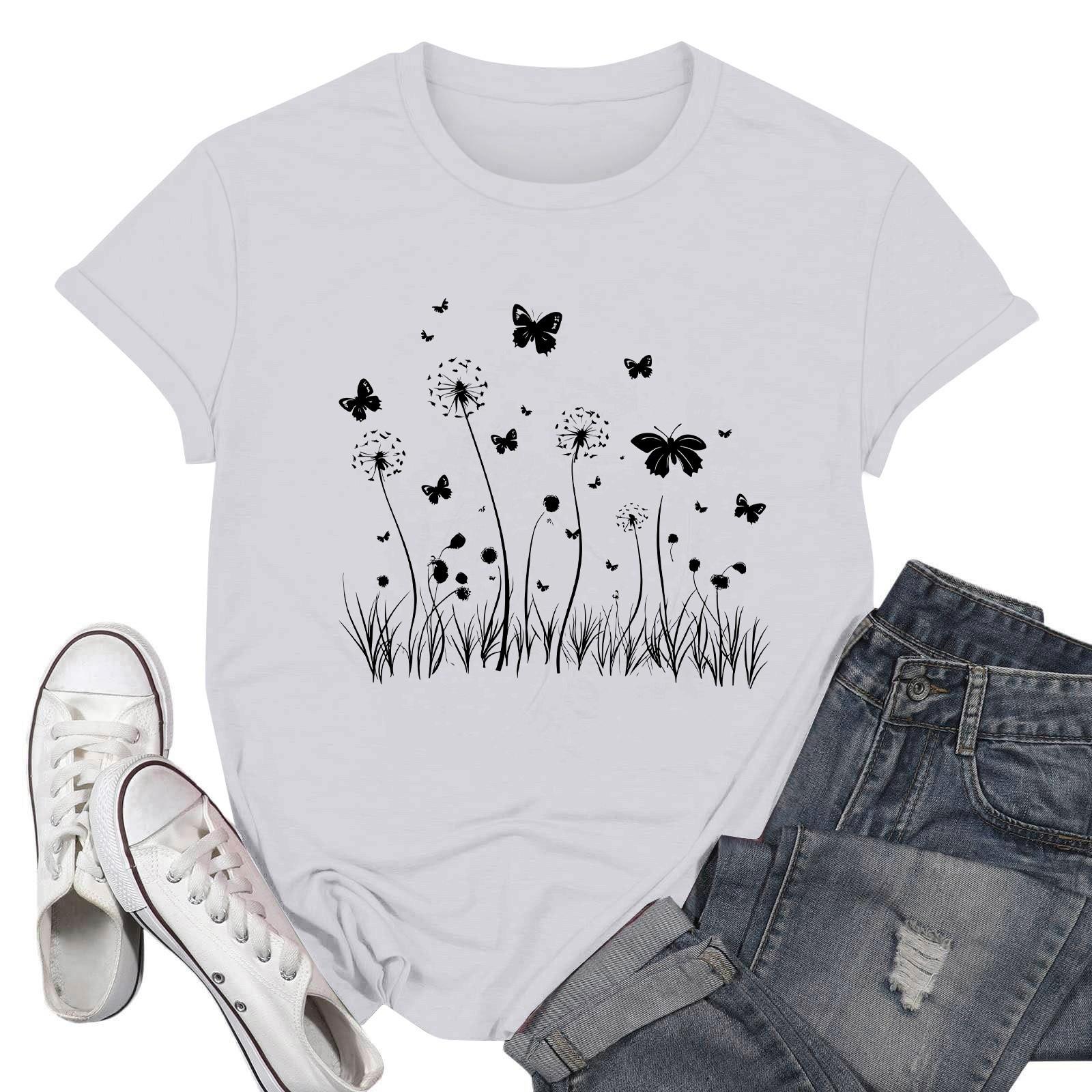 

Женские модные повседневные пуловеры с короткими рукавами и круглым вырезом с принтом XXL белый