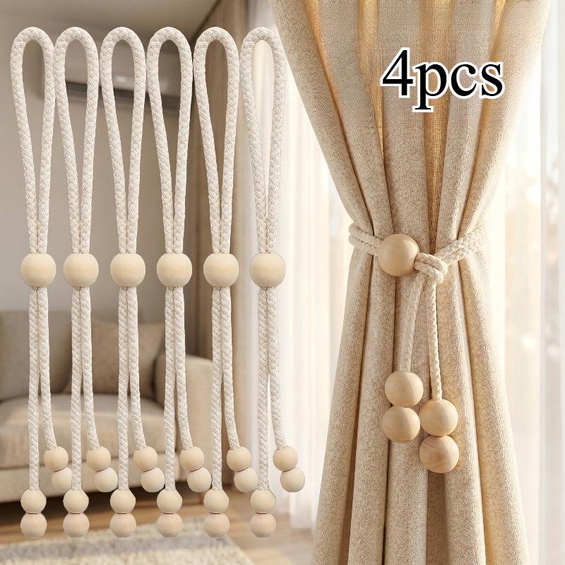 2/4 Pieces of Curtain Ties, Elastic Ties, Bohemian Curtain Hooks, Curtain Tie Ties and Binding Ropes