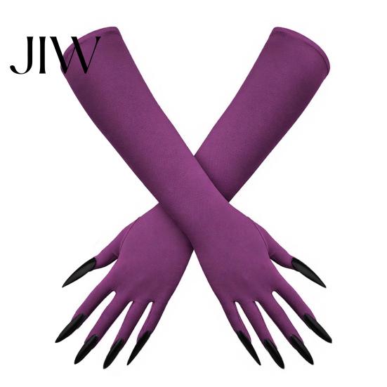 Comfortable Spooky Gloves 1 Pair Halloween Ghost Claw Gloves, Long Fingernail Witch Costume Elastic Polyester Accessory, Dark Party Performance