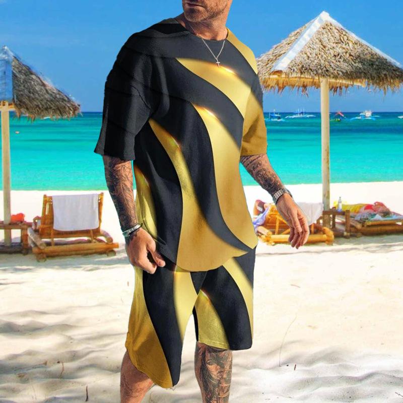 European and American Summer Plus Size T-shirt Set 3D Printed Trendy T-shirt Fashion Casual Set