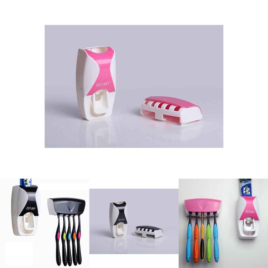 Automatic Lazy Toothpaste Dispenser And Toothbrush Holder Wall Mount Stand For Adults And Children