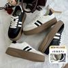 Leather German Training Shoes Women's Spring New Thick-soled Heightening Casual Versatile White Shoes Board Shoes German Training Shoes Women's Shoes