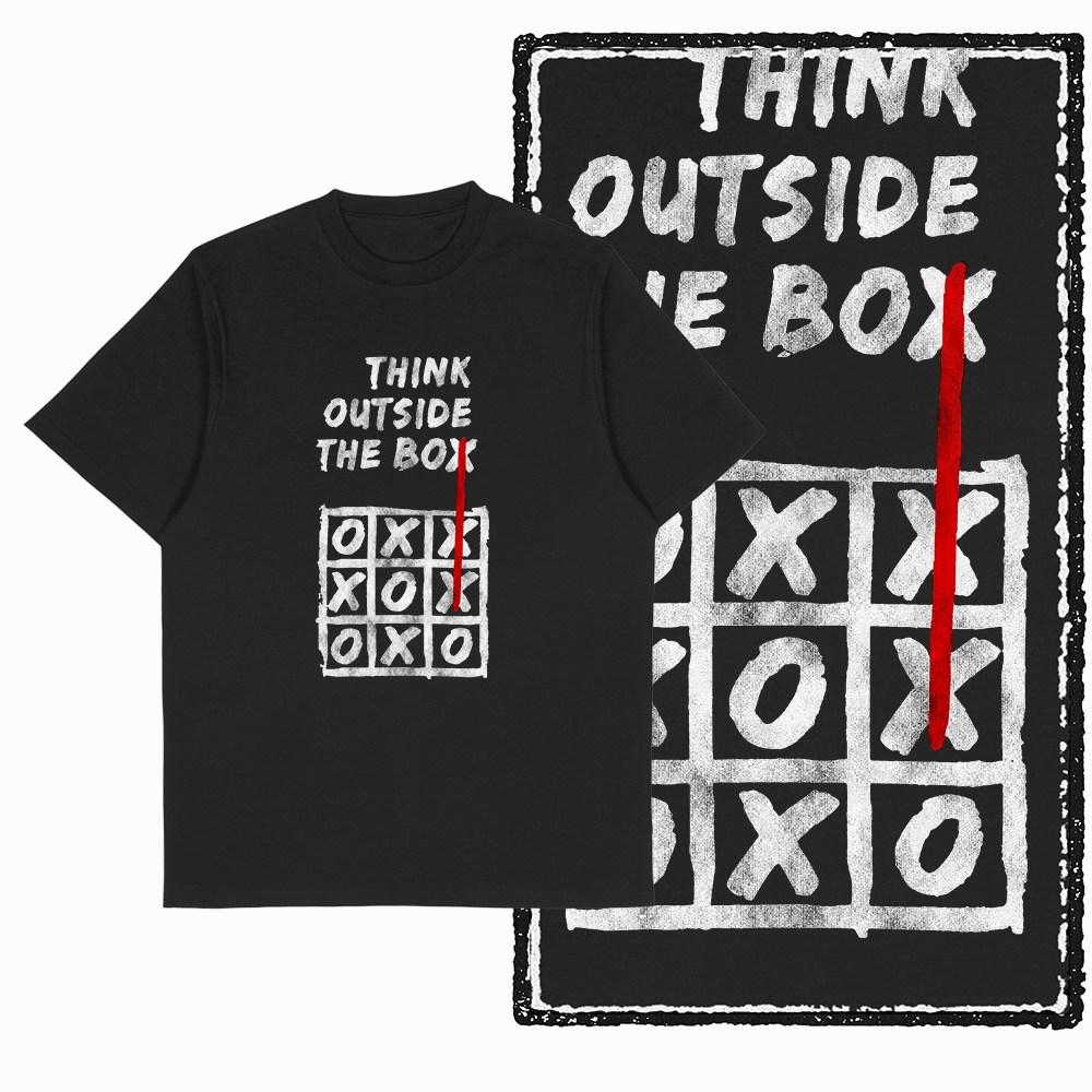 2026 HOT SALE Big Size Think Out of The Box Printed Vintage Graphic Men Women T-shirt Black Big Size Cotton Tshirt Cool Tee Shirt Short Sleeve Top
