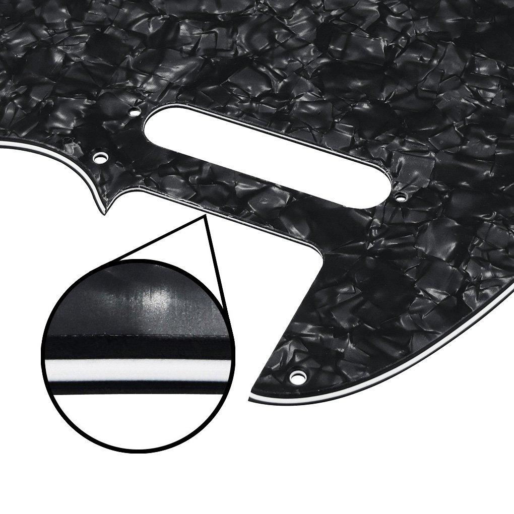 FLEOR 8-Hole Telecaster Pickguard, Screw-Fit USAMX Standard Telecaster Pickguard Replacement, 4-Ply Black Pearl