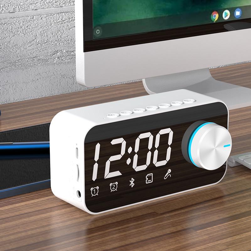 Multifunctional Bluetooth Alarm Clock Speaker with Mirror Display