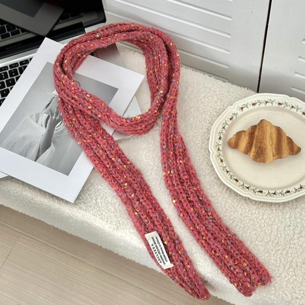 Y2K Style Long Narrow Scarves Harajuku Knitted Colorful Dot Shawl  Streetwear