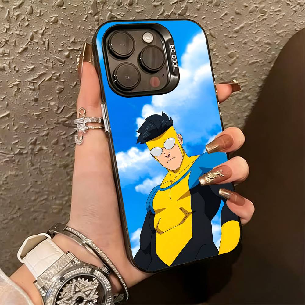 Cartoon I-Invincible  Phone Case For iPhone 17,16,15,14,13,12,11 Plus,Pro Max,XS,Colored Silver Plated Inside Cover