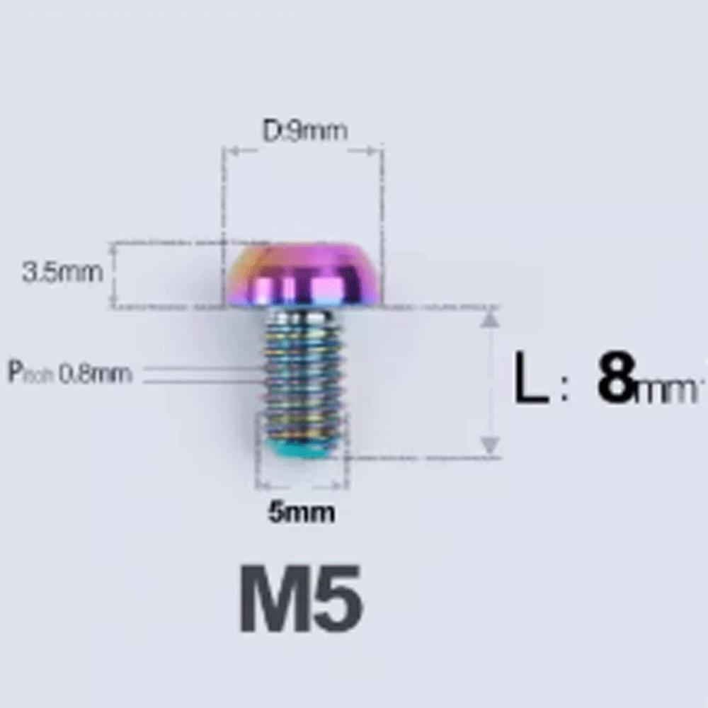 1 PC Multiple Color M5 P0.8mm X 8 9 10 12 14 16 20 25mm GR5 Titanium Alloy Screw T25 Torx Head For Bicycle Disc Brake