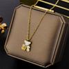 Elegant Colorfast 18K Rose Gold Necklace with Swan & Four-Leaf Clover Charm