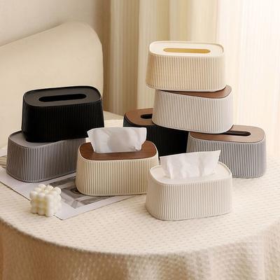 Large Opening Tissue Box with Lid Smooth Facial Tissue Holder Desktop Tissue Dispenser  Living Room