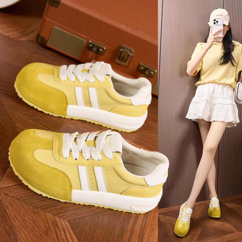 Platform-soled German training shoes women's 2025 spring and summer new casual leather board shoes popular bag-soled shoes fashionable versatile
