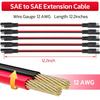 12 AWG SAE To SAE Extension Cable 12 Gauge 2-Pin SAE Connector Extension Cord With Dual Head Plug For Solar Panel Automotive Car Motorcycle 12In
