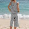 Womens  2 Piece Outfits Striped Sleeveless Top And Wide Leg Pants Sets