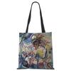 Women Handbag Linen Totes with Art Print Casual Traveling Beach Gift Bags CLE