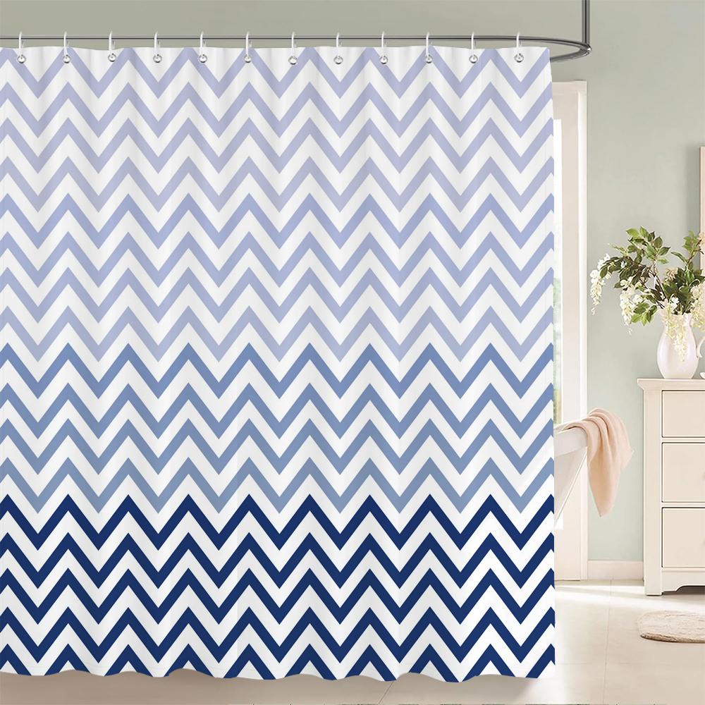 Black and White Striped Shower Curtain With Hooks Waterproof Polyester Fabric Geometric Pattern Home Decor Bathroom Curtain