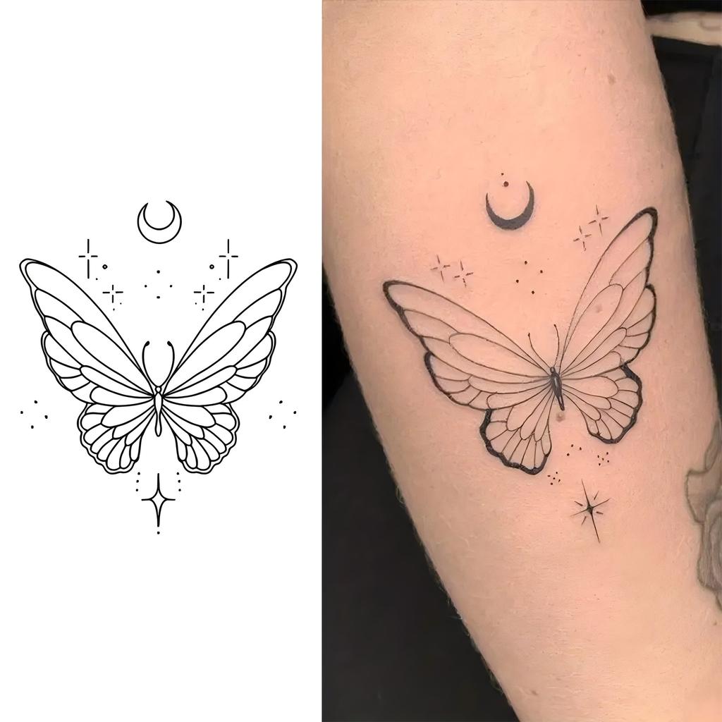 1 Sheet Butterfly Temporary Tattoos For Women Hands Clavicle Neck, Fake Tattoo Stickers Waterproof Long Lasting Realistic Tatoos