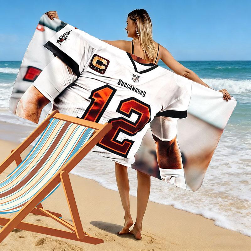 Tom Brady Print Beach Towel, Large Soft Quick Dry Towel for Beach Camping Swimming