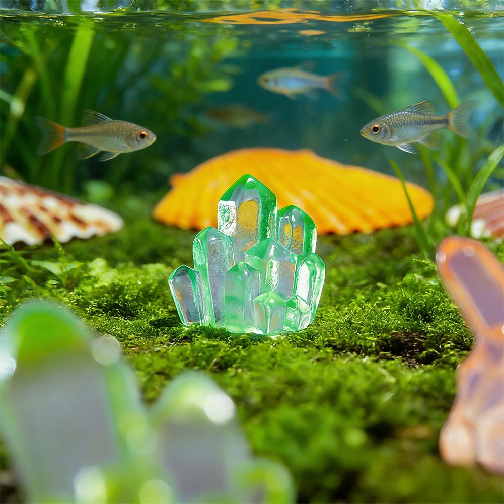 6PCS Luminous Crystal Mini Decor 3D Resin Luminous Ornament for Fish Tank Aquarium Decoration