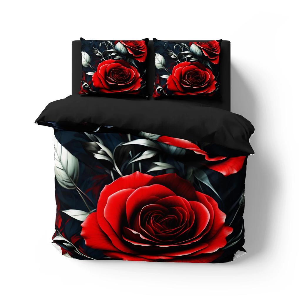 Red Roses Duvet Cover Set Queen Size King Full 3D Bedding Sets Flower Pillowcase Quilt/Comforter Cover Sets Linens Bed 140x200