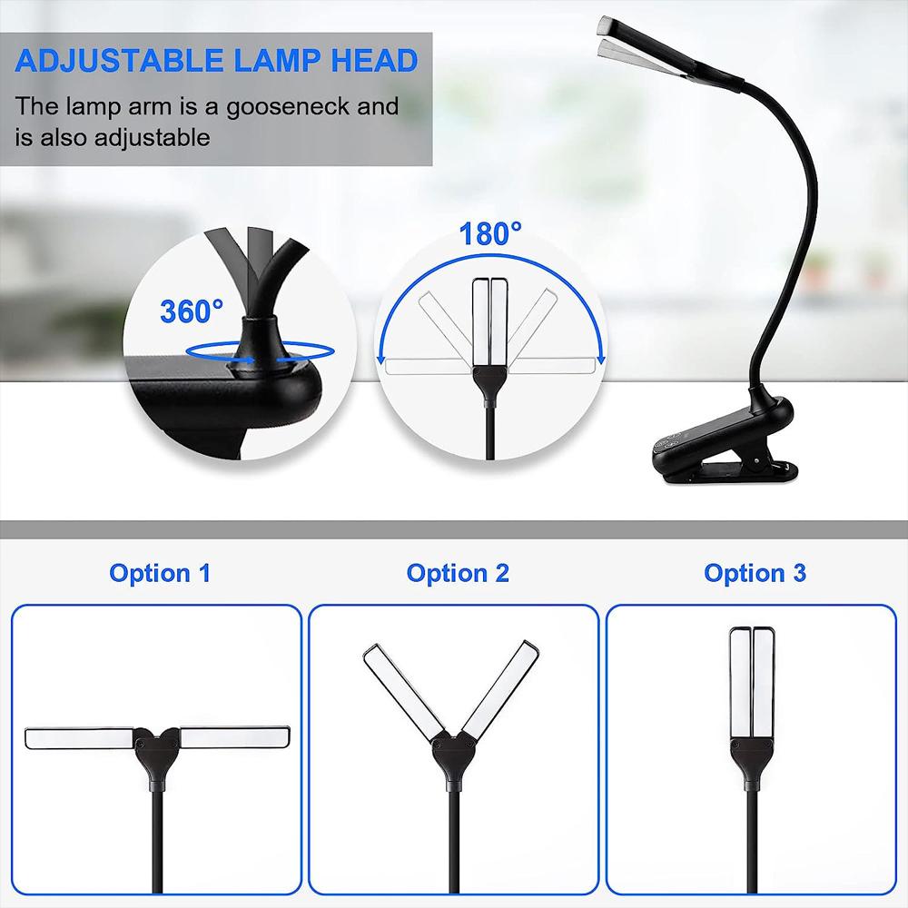 14 LED připínací světlo knihy 3 barvy 8 jas USB dobíjecí noční světlo Přenosné světlo na čtení Kniha lampa Mini stolní lampa