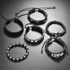 Vintage Gothic Stil Lederarmbänder Für Männer Mode Punk Cosplay Kreuz Stern Geflochtene Seilkette Lederarmbänder Geschenke