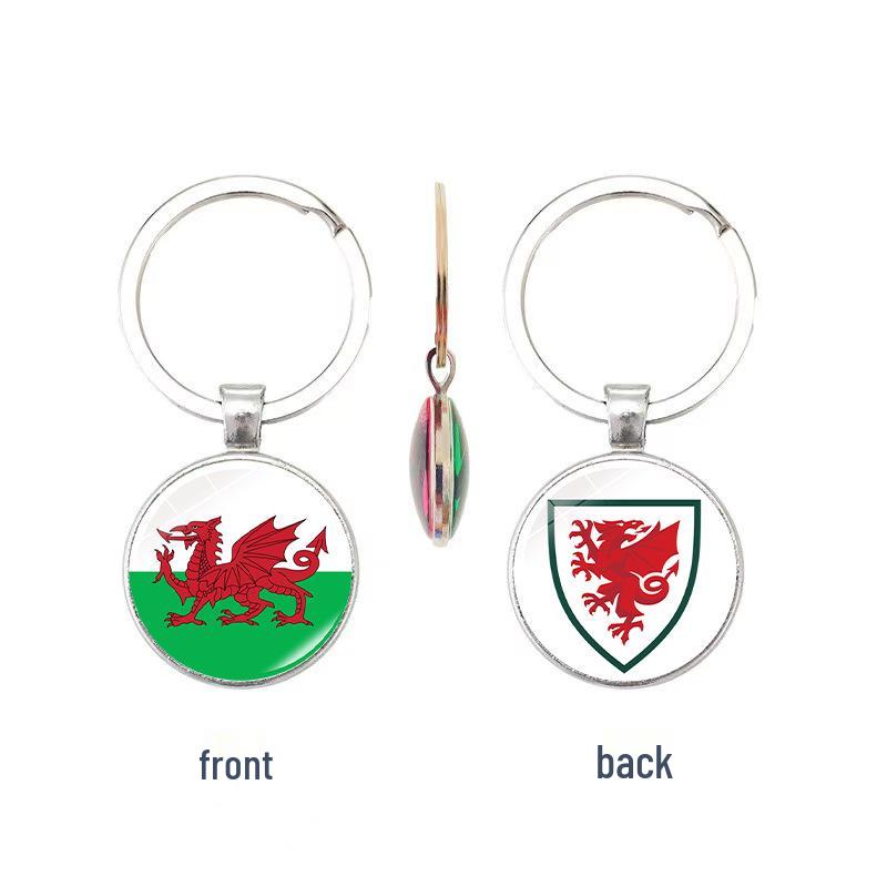 World Cup Top 32 National Flags & Team Emblems Double-sided Keychain
