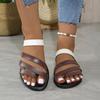 Large size slippers women's summer new color matching round head one-character flat bottom outer wear casual sandals