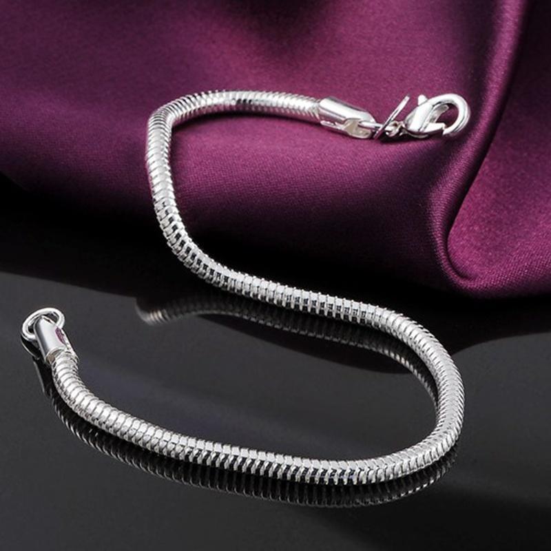 Fashion Silver Plated Copper Snake Bone Bracelet