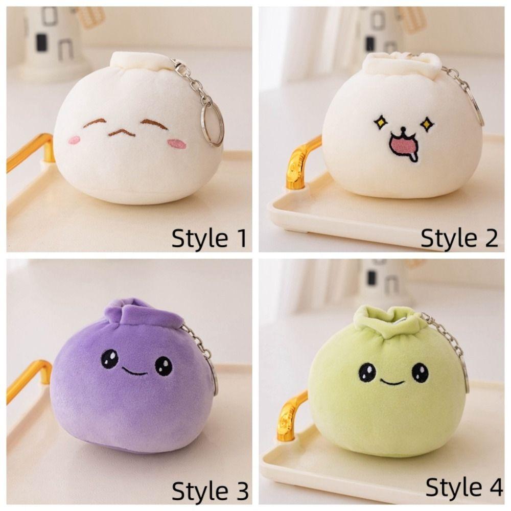 Face Food Gedämpftes gefülltes Brötchen Schlüsselanhänger Plüschknödel Schlüsselanhänger Chinesischer Reis Bao Plüsch Kindergeschenk