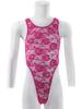 Mens See Through Bodysuit Sexy Mesh Lace Floral One Piece Swimsuit Sissy Lingerie Thong Leotard Jumpsuit Suspenders Singlet