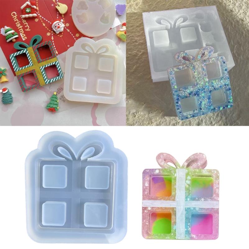 Present Box Silicone Mold Quicksand Epoxy Casting Molds Resin Shaker Mold DIY Pendant Keychain Jewelry Making Mold