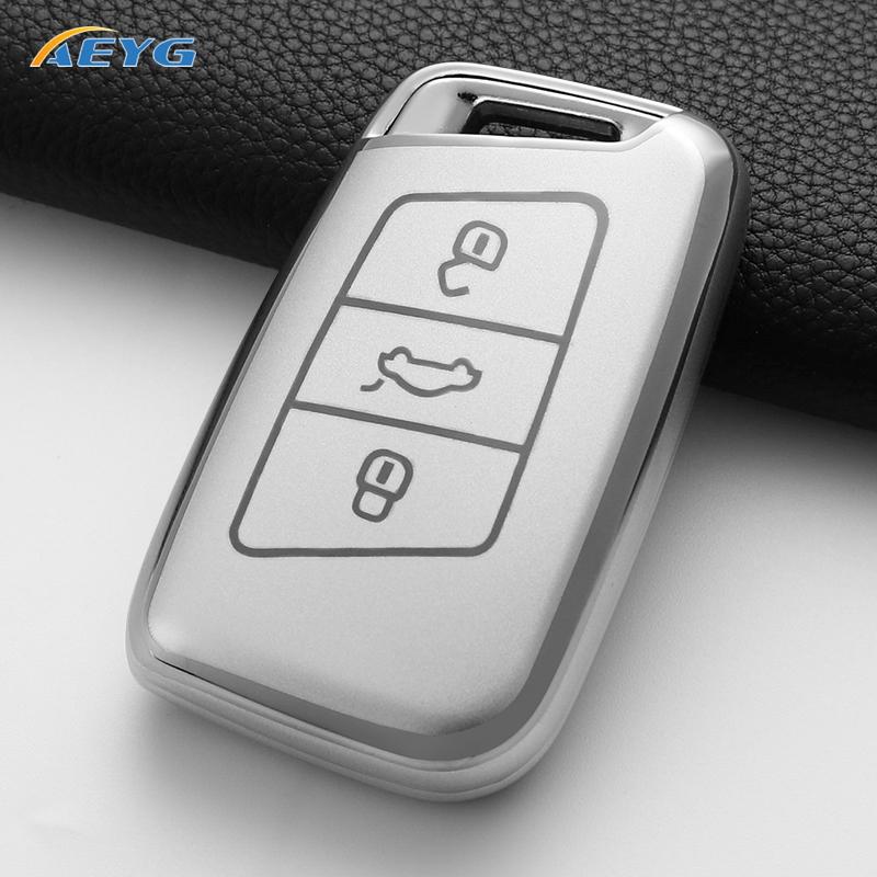 Soft Tpu Car Key Case Protector Accessories For Vw Volkswagen Passat B8 Tiguan Magotan Golf For Skoda Kodiaq Superb A7 Keychain