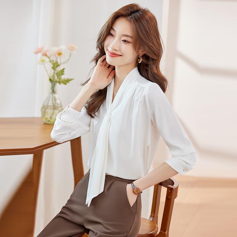 Women's V-Neck Long-Sleeve Commuter Blouse