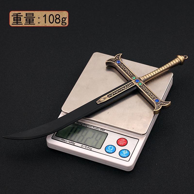 24cm Night Dracule Mihawk OP One Metal Blade Black Sword Piece WeaponsModel Anime Peripherals Toy for Boy Kid 1/6 Doll Equipment
