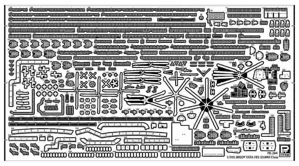 Pit Road 1/700 Scale Ship Model Upgrade Parts Series for the Japan Maritime Self-Defense Force Izumo-class Destroyer, Plastic Model Parts GB7014