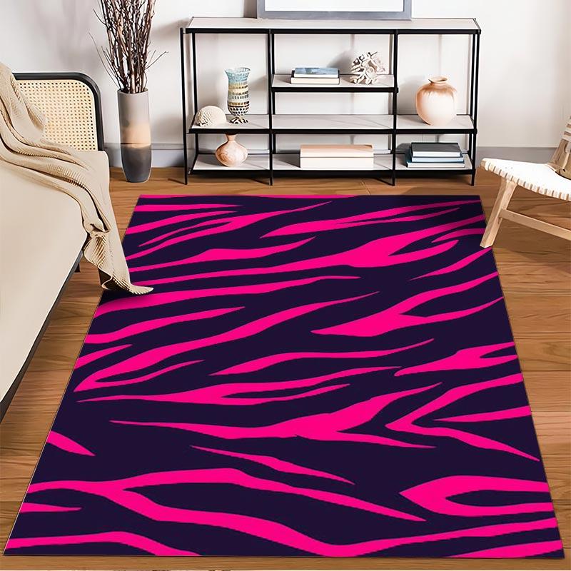 Roze Zebra Streep Tapijt, Gedurfd Dierlijk Patroon, Modern Huisdecoratie Tapijt Geschikt voor gebruik als antislip voor woonkamer slaapkamer banken