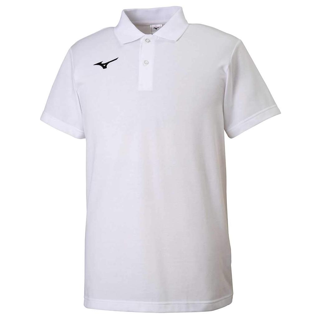 Mizuno Training Wear Polo Short Size Size S Shirt, Sleeve, Standard, White/Black, 32MA9195,