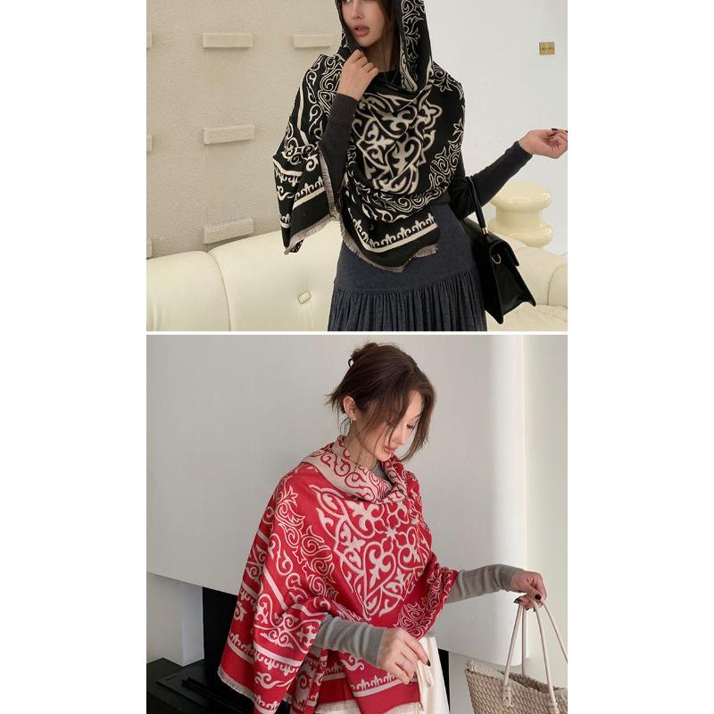 Women S Ethnic Style Faux Cashmere Scarf Warm Thick Travel Shawl