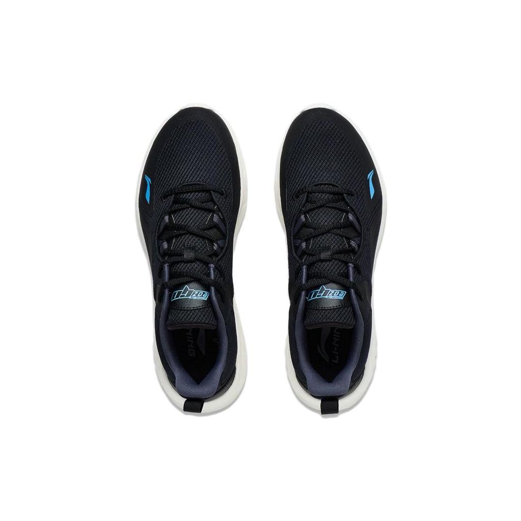 New LiNing EasyFit Fle Wear Resistant Breathable Cushioning Low Top Running Shoes Men's Black Blue ARST073-3