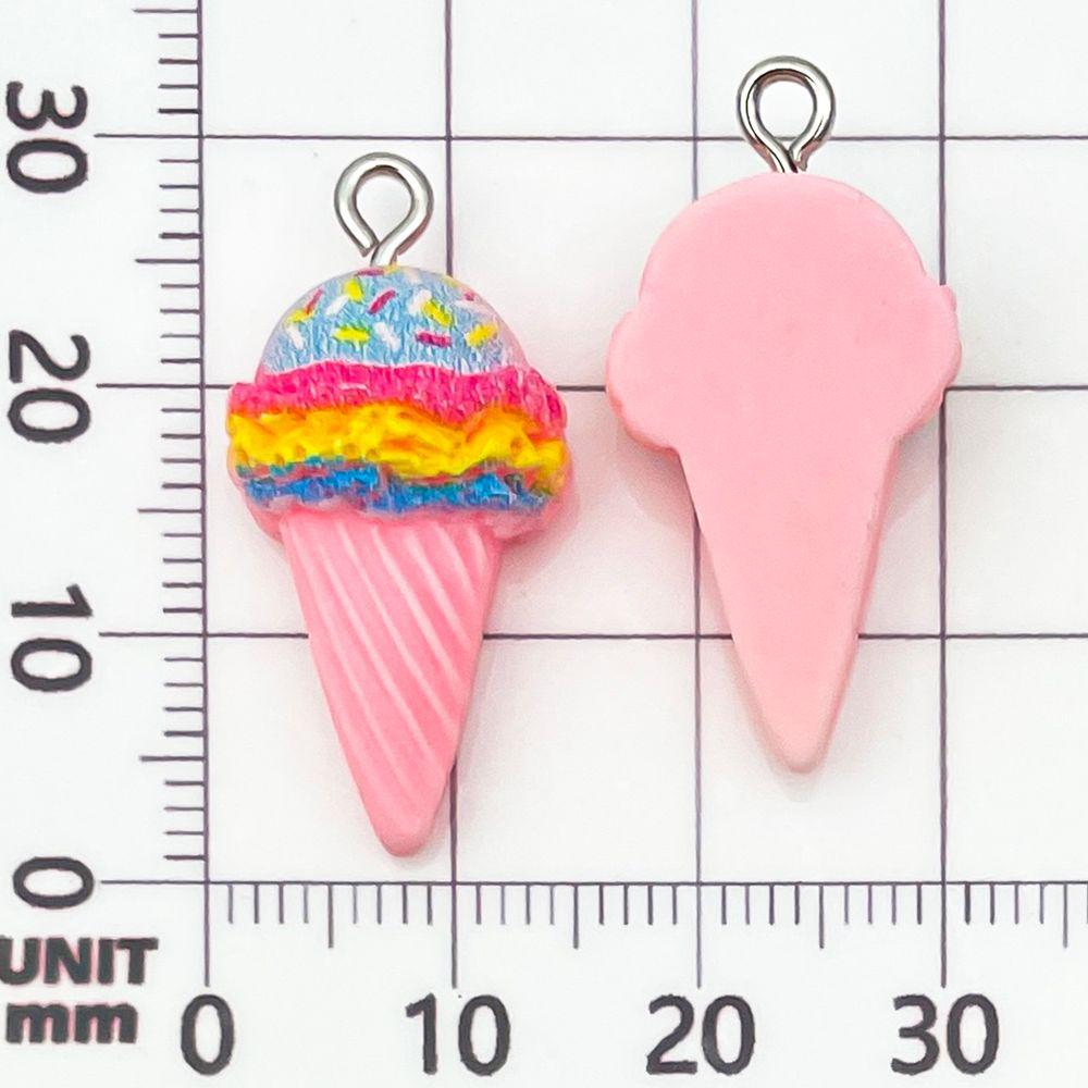 12 Mixed Color Resin Ice Cream Pendant Charms for DIY Jewelry
