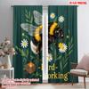 2pcs 2D Flat Printing Drapes Bumblebee Hard Working Floral Illustration Polyester Without Electricity All Season Party & Holiday