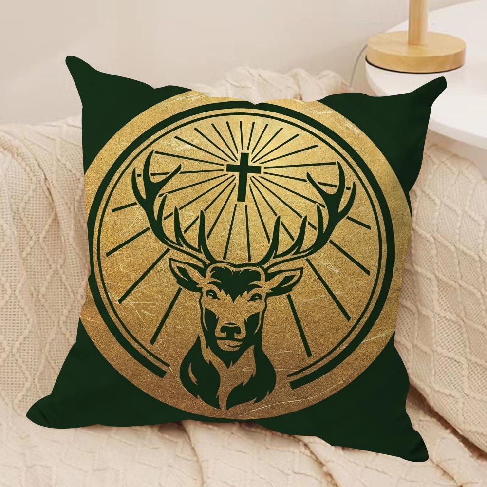 Drink J-Jaegermeister-r Logo Cushion Cover Silky Short Plush Sofa Pillow Cover Hidden Zipper Soft Dustproof Case for Home Decor