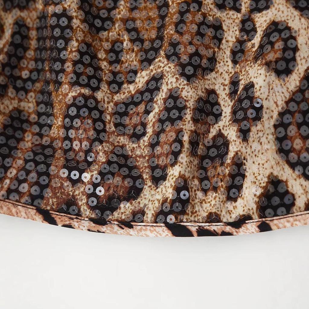 Spring 2025 Leopard Print Sequin Camisole - European & American Style Fashion for Women