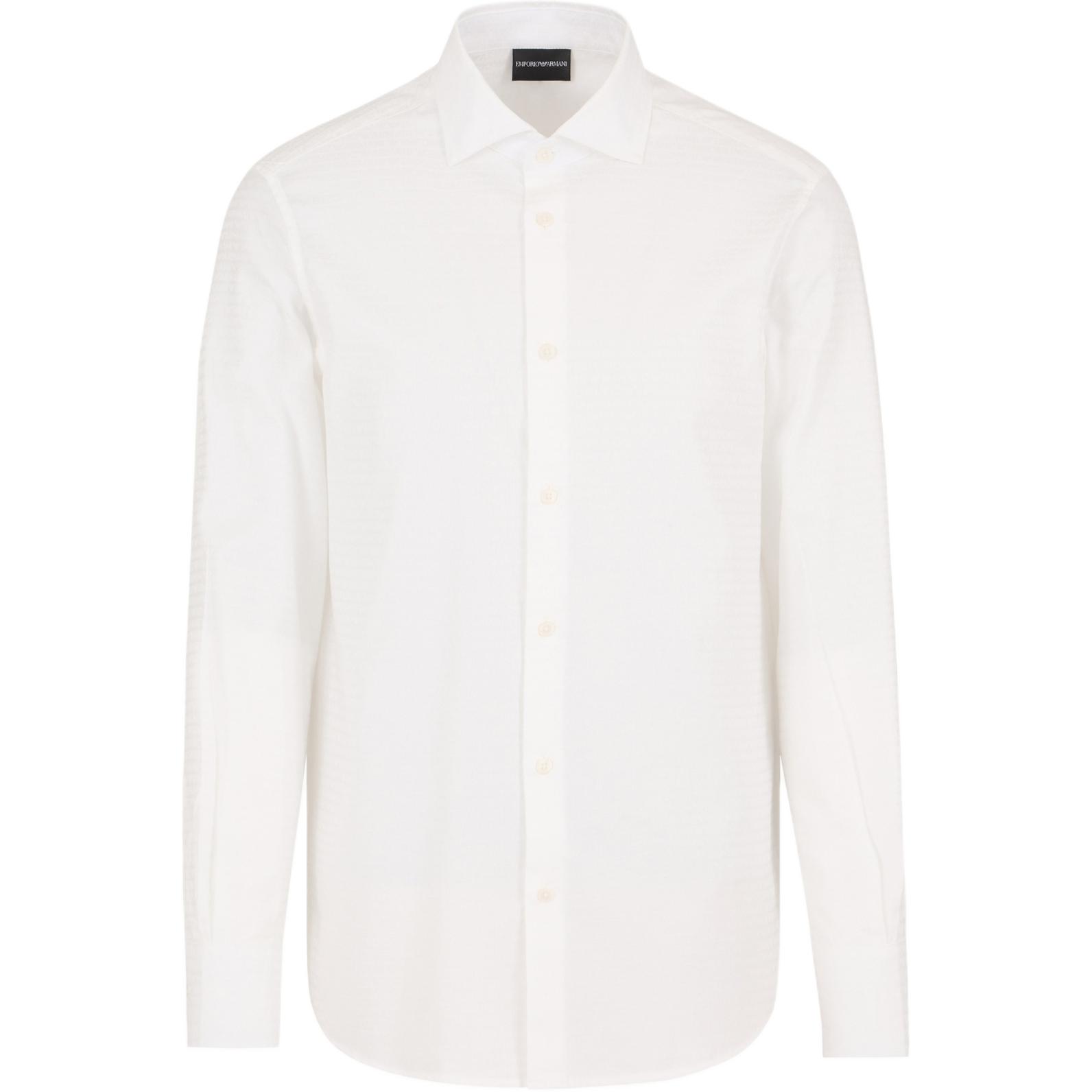 

Emporio Armani Letter Jacquard Single-Breasted Straight Long Sleeve Shirt Men shirts White 6D1C86-1NIUZ-F119 XL