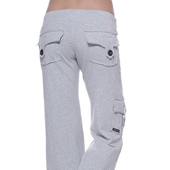 Women Cargo Pants Solid Color Multi-Pocket Loose Casual Sweatpants Solid Color Wide Leg