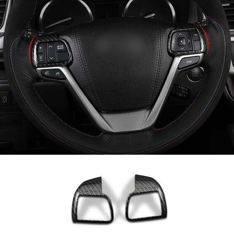Carbon Fiber Style Steering Wheel Front Frame Trim For Toyota Highlander 15-