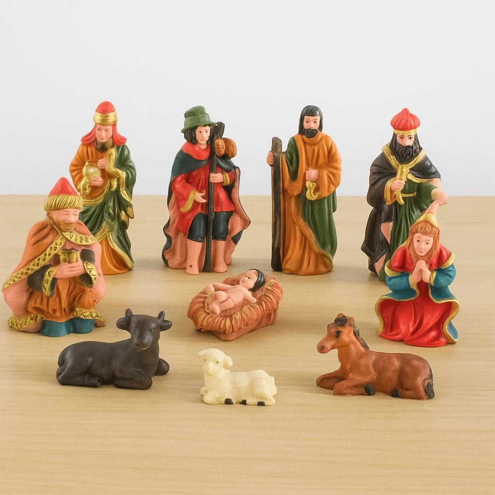 10Pcs/Set Resin Material Christmas Manger Scene Vintage Resin Nativity Set Religious Display