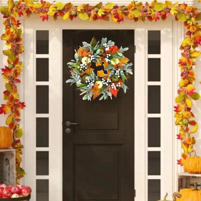 Artificial  Wreath Front Door Punkin Berry Branches Mixed Leaves Thanksgiving Wreath  Door Wreath For Halloween Thanksgiving Indoor Outdoor